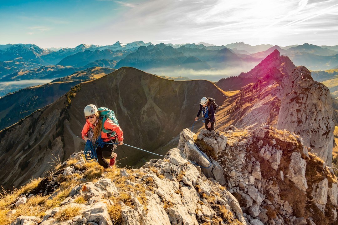 mountain researchers hiking
